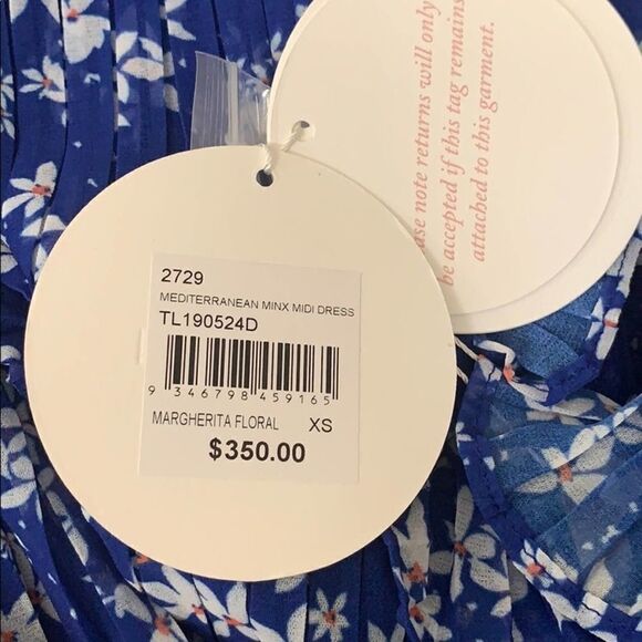 NWT La Madison Talulah Mediterranean Minx Midi Blue Margarita Floral Dress Sz XS - Picture 5 of 7
